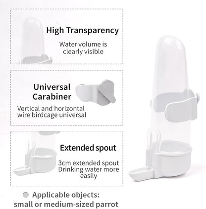 Bird Feeder Automatic Bird Water Dispenser for Cage No Mess Parrot Feeder Automatic, PP Material, 200ml/6.8fl oz (1PC)