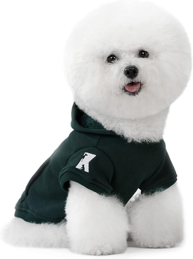 Koneseve Dog Hoodie Fleece Puppy Clothes Warm Sweater with Hat for Small Dogs Cat Hooded Shirt Kitten Pet Basic Sweatshirt with Pocket Doggie Soft Winter Coat Apparel (Green XL)