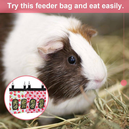 DZWLKJ Guinea Pig Hay Feeder, 2 Pack, 10 x 8 x 0.4 Inches, Stainless Steel, Rabbit Hay Bag, 600D Oxford for Small Pets,Chinchilla,Hamsters