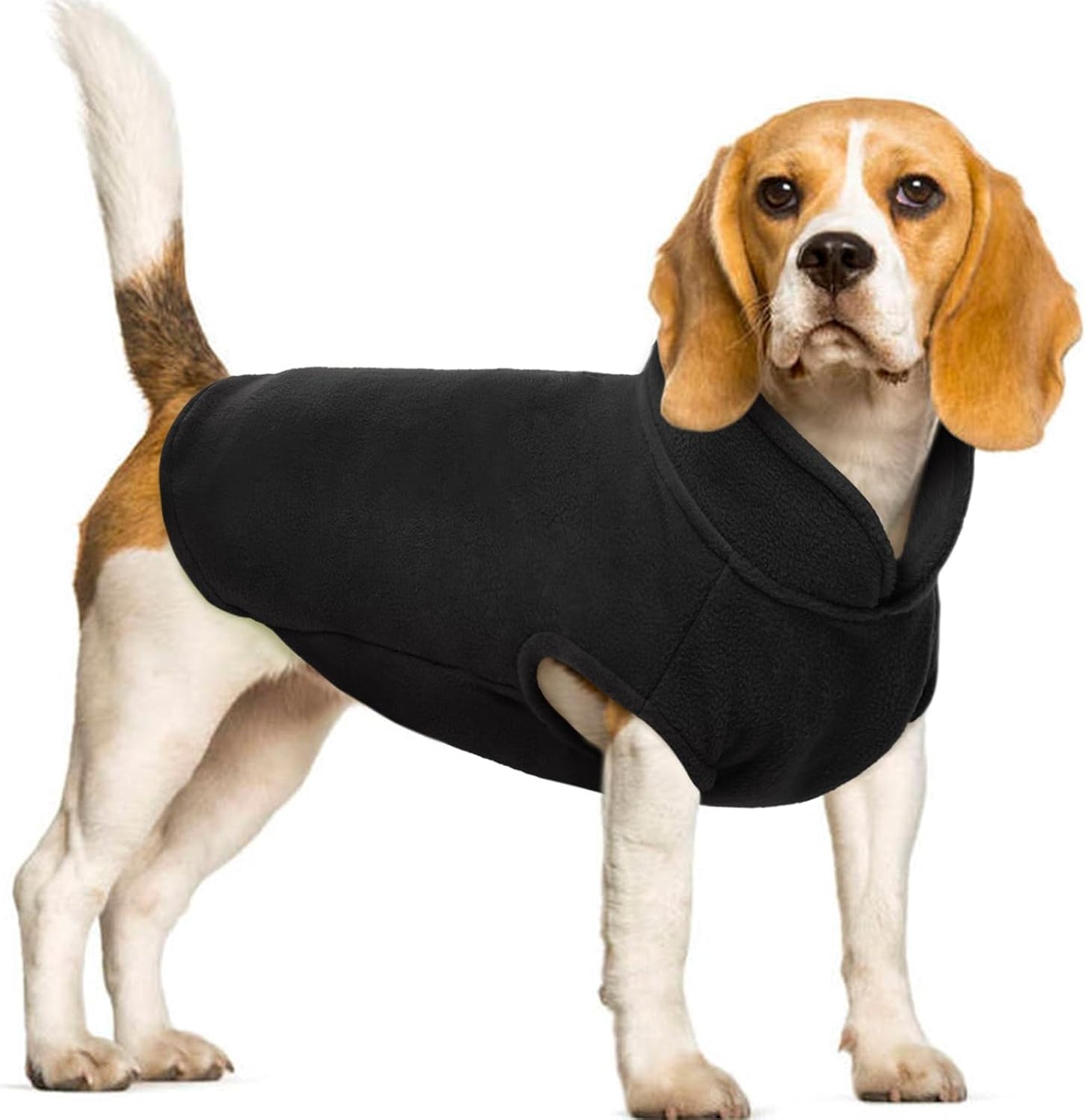 FUAMEY Dog Fleece Vest for Large Dogs,Warm Stretchy Dog Sweatshirts Pullover with Leash Hole Dogs Sweater Soft Pet Turtleneck Cozy Pet Vest Lightweight Sleeveless Black XL
