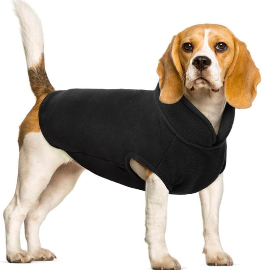 FUAMEY Dog Fleece Vest for Large Dogs,Warm Stretchy Dog Sweatshirts Pullover with Leash Hole Dogs Sweater Soft Pet Turtleneck Cozy Pet Vest Lightweight Sleeveless Black XL