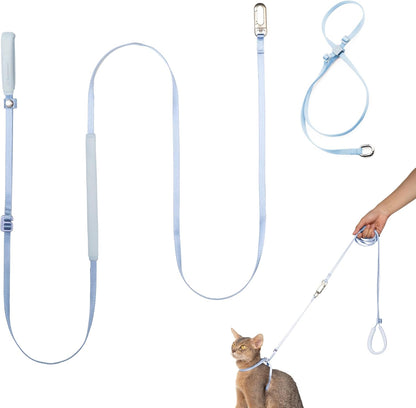 Cat Harness and Leash Set, Lightweight Escape Proof Cat Harness Leash with Padded Handle, Adjustable Cat Leash and Harness for Kitten Small Large Cats Walking Training (Sierra Blue, S)