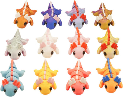 Mini 3D Printed Dragon Egg and 3D Printed Fidget Animals，Toy Fidget Bulk，Animal Miniature Figurines，Mini Egg Fillers，Teen Carnival Prizes (12pcs anmals)