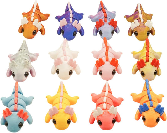 Mini 3D Printed Dragon Egg and 3D Printed Fidget Animals，Toy Fidget Bulk，Animal Miniature Figurines，Mini Egg Fillers，Teen Carnival Prizes (12pcs anmals)