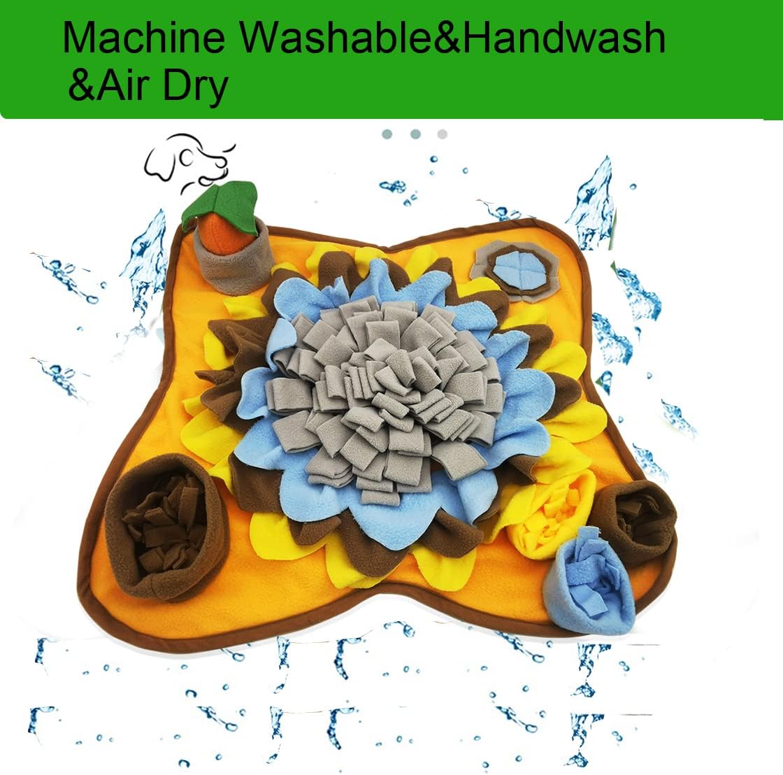 Dogs Snuffle Mat Pet Feeding Mats Puppy Sniffing Pad,Cat Doggies Interactive Puzzle Toys for Multiple Breeds Encourages Natural Foraging Skills,Training and Stress Release (Grey Brown)