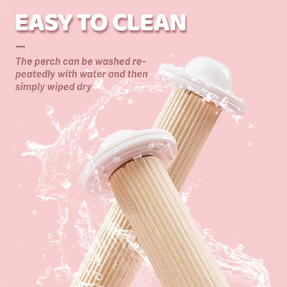 6 Pcs Wooden Bird Cage Perch, Cage Accessories, Parrot Toys, Mimics Wild Branches, for Parakeet, Cockatiel, Conure, Budgie, Lovebird, Small Medium Birds