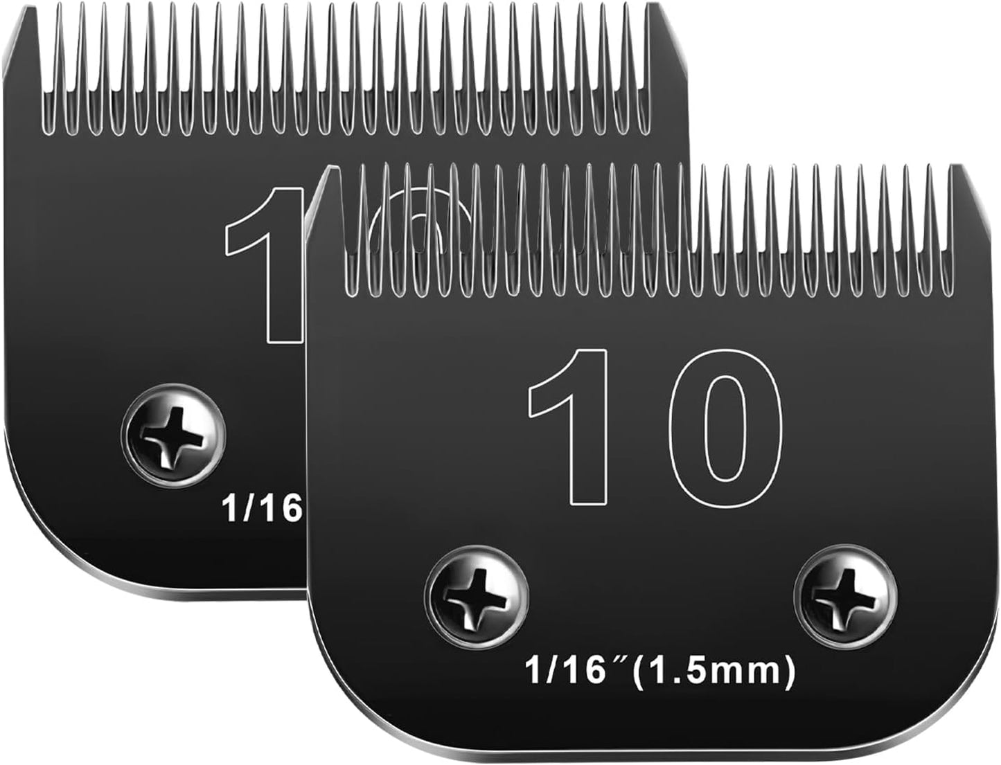 Audoc 10 Blades Dog Grooming Blades Compatible with Andis/Oster A5/Wahl KM-10 Series Dog Clippers,Detachable Clipper Replacement Blade,Black,Size 10 Blade 1/16" (10#/2PCS)