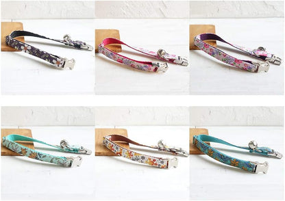 Personalized Cat Collar with Name Plate,Adjustable Tough Nylon Cat ID Collars with Bell,Customize Engraved Pet Name and Phone Number (Flower Style)