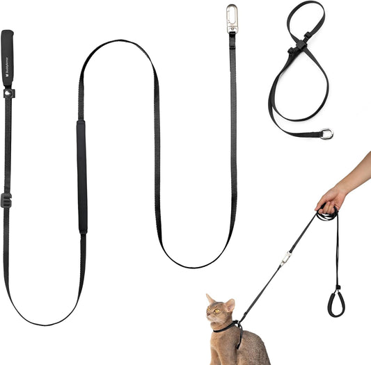 Cat Harness and Leash Set, Lightweight Escape Proof Cat Harness Leash with Padded Handle, Adjustable Cat Leash and Harness for Kitten Small Large Cats Walking Training (Midnight Black, S)