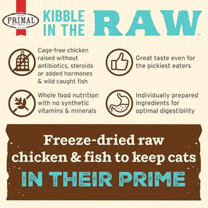 Primal Kibble in The Raw, Freeze Dried Cat Food, Chicken & Fish, Scoop & Serve, Made with Raw Protein, Whole Ingredient Nutrition, Crafted in The USA, Dry Cat Food, 24 Ounce (1.5 lb) Bag