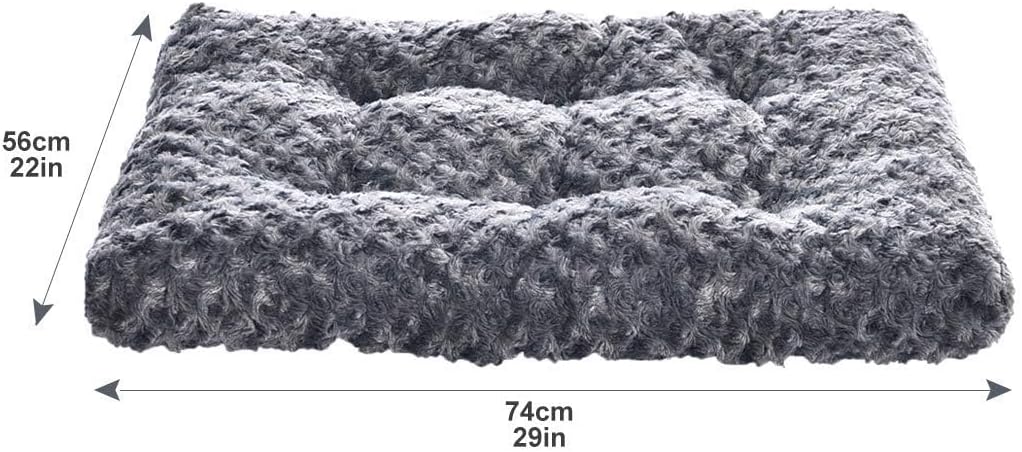 Amazon Basics Cat and Dog Bed and Crate Pad, Machine Washable, Indoor, 29 x 21 x 3 inches, Gray