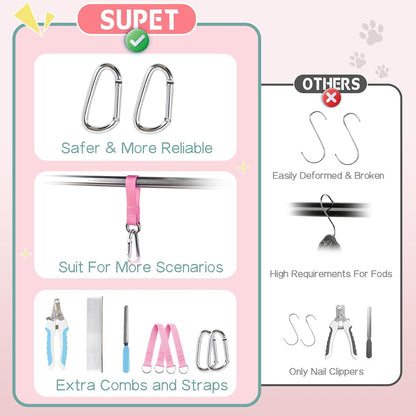 Supet Dog Grooming Hammock, Dog Hanging Harness for Nail Trimming Doorframe, Pet Holder Restraint for Clipping Nails, Pet Hoist Sling for Cutting Nails, Ear & Eye Cleaning, Medicine at Home (M)
