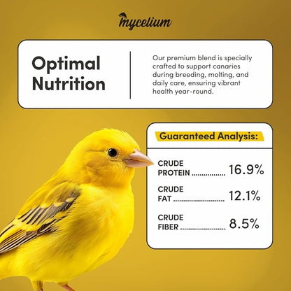Mycelium Canary Premier Bird Food (5 LB Bag) | Organic, High-Protein Canary Seed Mix with Flax & Whole Eggs | Supports Brain & Heart Health | Vitamin-Enhanced, Non-GMO, Made in USA