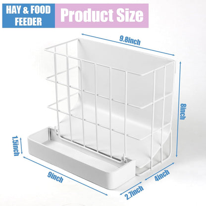 Large Hay & Feed Two in One Feeding Rack Rabbit Hay Rack with Hook Heavy-Duty Metal,Internal Sloping Design，Hay Feeder for Bunny,Rabbit，Chinchillas,Comes with Two Multifunctional Zippers
