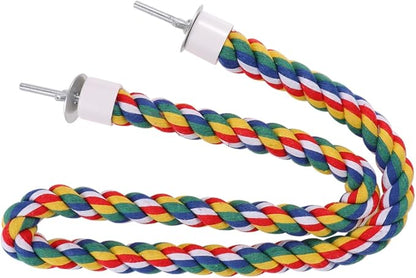 iplusmile Colorful Bird Rope Perch Stand, Birdcage Swing Spiral Chew Toys Climbing Standing Bungee Rope Perches Cage Accessories for Cockatiels Parrots (80CM/31.4 inch)