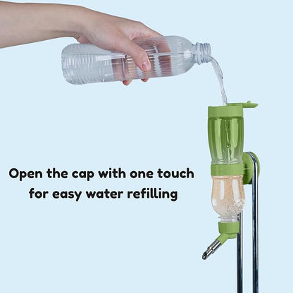 Leak-Proof Small Animal Water Bottle for Chinchillas, Birds, Hamsters, Guinea Pigs, Rabbits and Other Small Pets. (Green, 8.12oz)