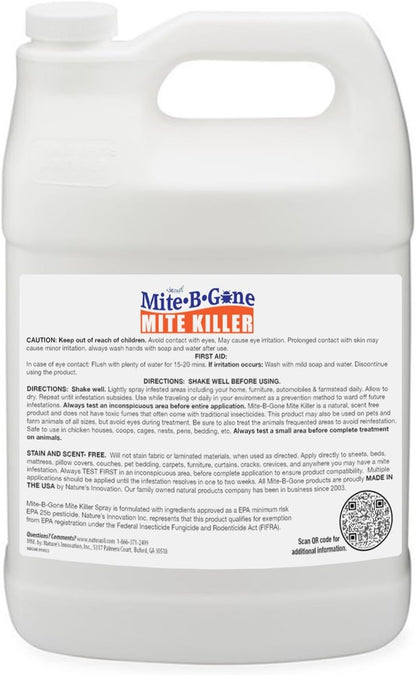 Mite Killer Treatment Spray Pack by Mite-B-Gone | Kills All Types of Mites, Dust, Spider, Rat, Carpet & Bird Mites | Safe for Homes, Furniture & Pets | Non-Toxic | Kid & Pet Friendly | 1 Gal 4-Pack