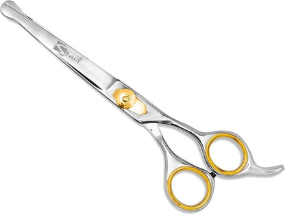 Sharf Dog Grooming Scissors, Gold Touch 7.5 Inch Straight Sharp Professional Pet Grooming Shear with Safety Round Tip, Ball Point for Safe and Easy Use for Cat or Dog Grooming