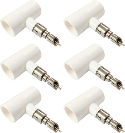 Threaded Stainless Steel Rabbit Water Nipples Automatic PVC Tees Rodent Waterering System Reusable Animal Breeding Supplies (6PCS)