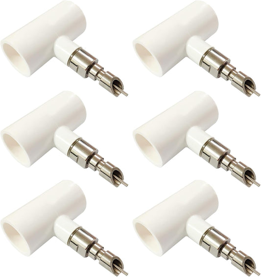 Threaded Stainless Steel Rabbit Water Nipples Automatic PVC Tees Rodent Waterering System Reusable Animal Breeding Supplies (6PCS)