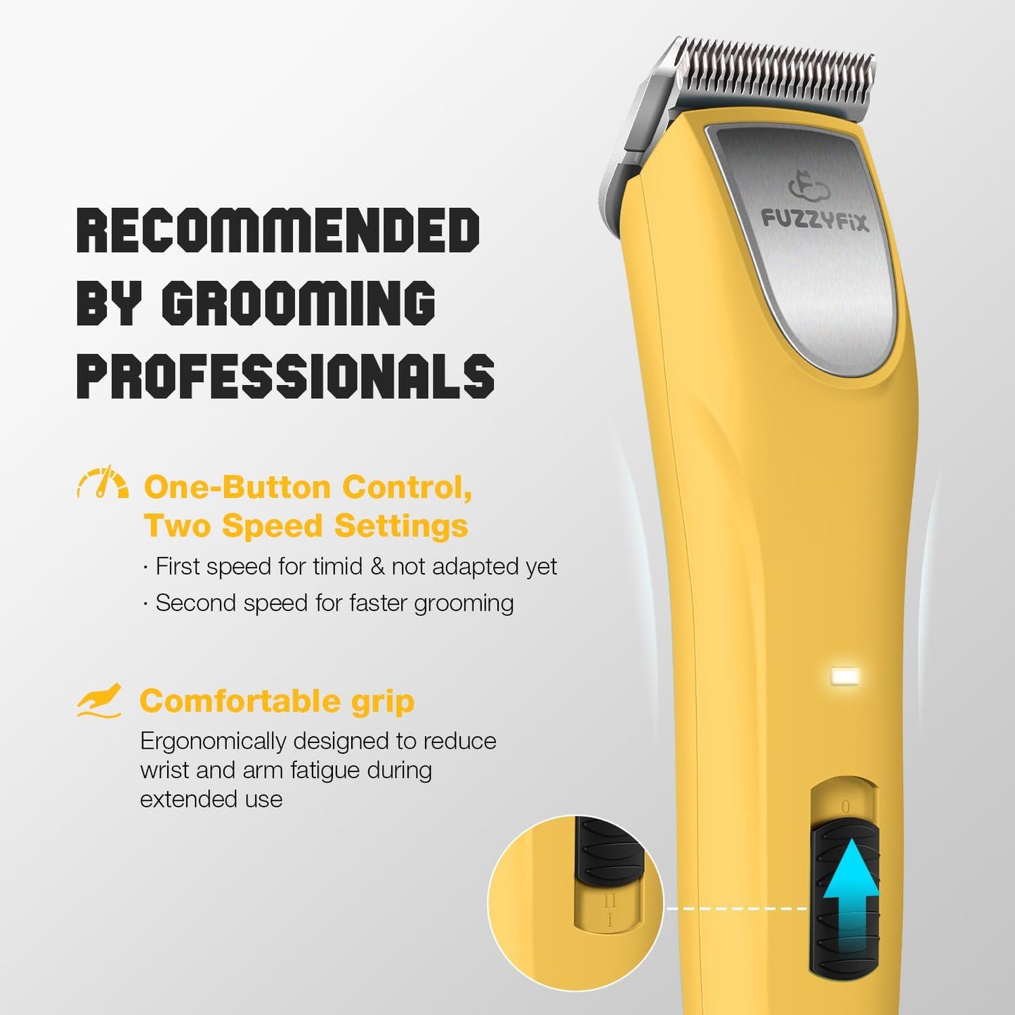 Professional Dog Clippers for Grooming, 2 Speed Pet Grooming Kit for Thick Curly Matted Coats, Low Noise Heavy Duty Cordless Hair Trimmer with Detachable Metal Blade