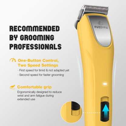 Professional Dog Clippers for Grooming, 2 Speed Pet Grooming Kit for Thick Curly Matted Coats, Low Noise Heavy Duty Cordless Hair Trimmer with Detachable Metal Blade