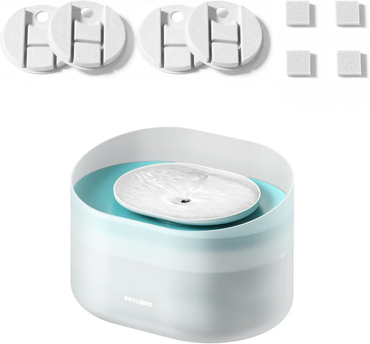 Bundle of PETLIBRO Dog Water Fountain, 2.1Gal/270oz Capsule Dog Fountain for Medium to Large Dogs, Anti-Splash, Ultra-Quiet + PETLIBRO Replacement Filters 4 Count Pack