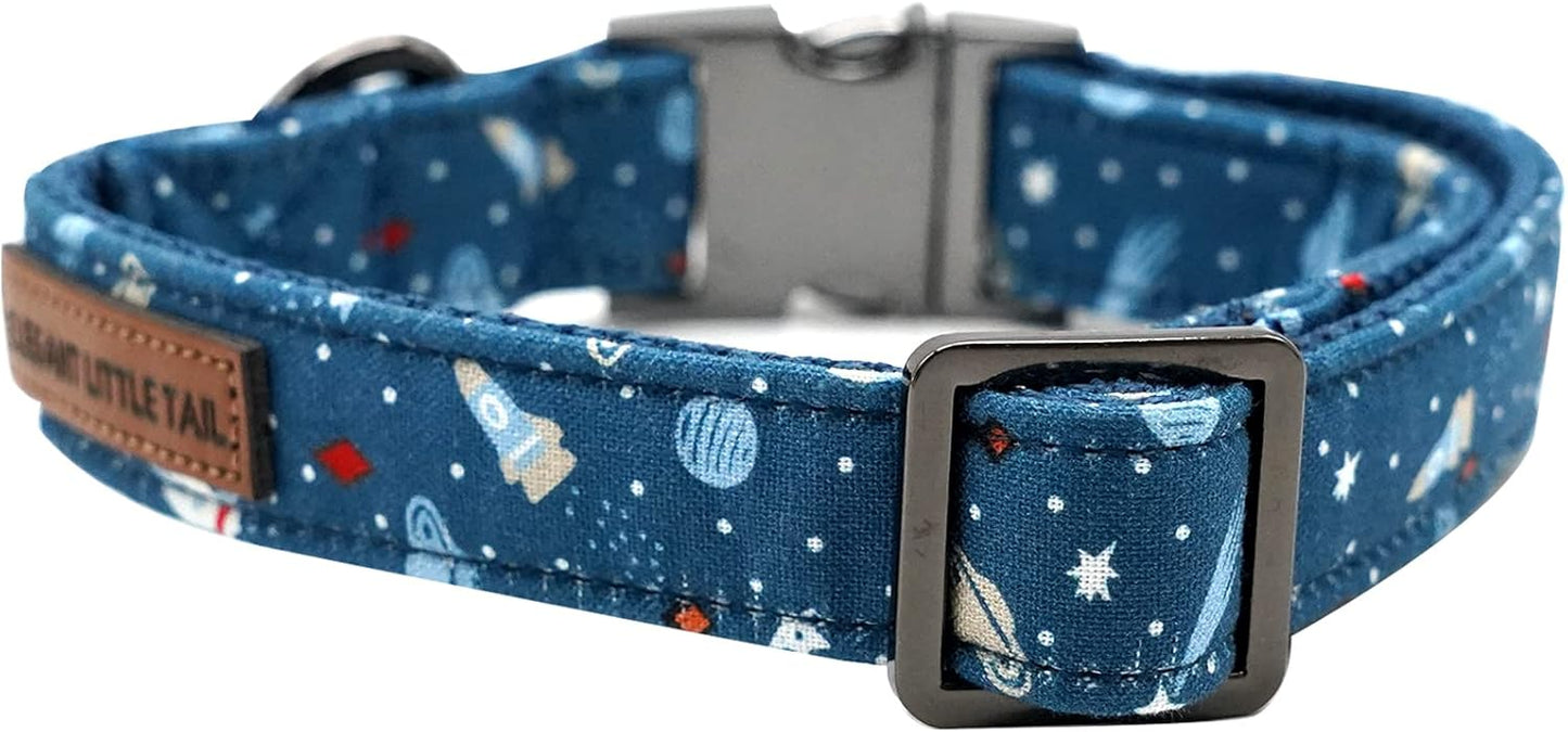 Elegant little tail Dog Collar, Blue Universe Pattern Pet Collar Durable Cute Dog Collars Male Pet Gift Adjustable Dog Collar for Large Dogs