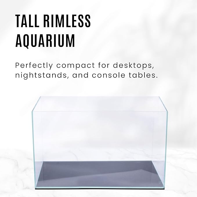 UNS Ultra Clear Rimless Tank - 11.9GAL | 45.3L - 17.71x11.02x14.17 | 45x28x36 CM, 5mm Glass Thickness, Leveling Mat Included - Low Iron, High Clarity Fish Tank w/ 45° Mitered Edge - [45T]