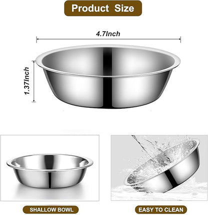 Stainless Steel Raised Cat Food Bowl for 3 Bowls, 4.7-Inch Replaceable Cat Bowl, 3 Pack （Only fit 4.7 inch 3 Bowls）