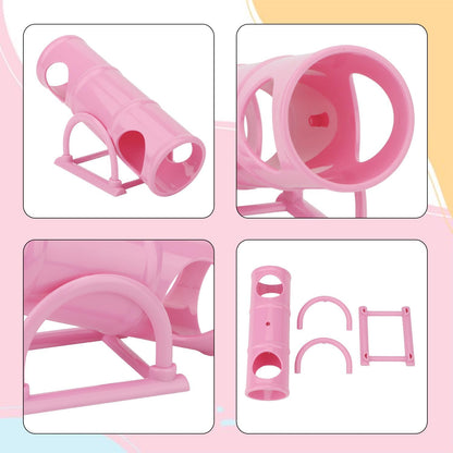 Hypeety Hamster Plastic Seesaw Tunnel Toy Hamster Mouse Hollow Tunnel Tube Toy Funny Exercise Gym Playground for Hmaster Dwarf Gerbil Small Pets (Pink)