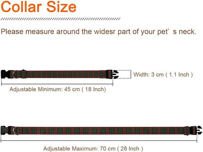 Red Green Christmas Plaid Gingham Pet Collars Dog Collars Soft Elastic Neck Strap for Female Male Puppy Cats