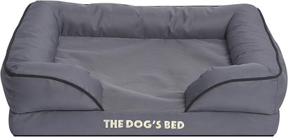 The Dog’s Bed, Orthopedic Standard Foam Waterproof Dog Bed with Standard Support, Medium Grey with Black Trim, Waterproof, Supportive Dog Bed with Replaceable Covers