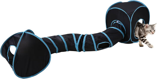 Pet Cat Tunnel, Tunnel Tent Set Tunnels for Indoor Cats, Collapsible Pet Tunnel for Kitten, Puppy, Rabbit, 25cm-Wide Tunnels, Durable & Breathable, with Peek Hole Toy Ball