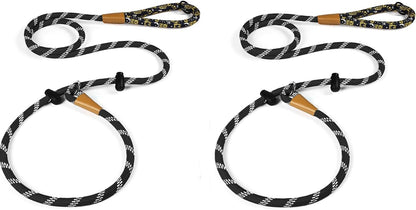 lynxking Slip Lead Dog Leash Reflective, Heavy Duty Comfortable Strong Rope for Large Medium Small Dogs No Pull Pet Training (Black, 2PCS Large 1/2in x 6ft)