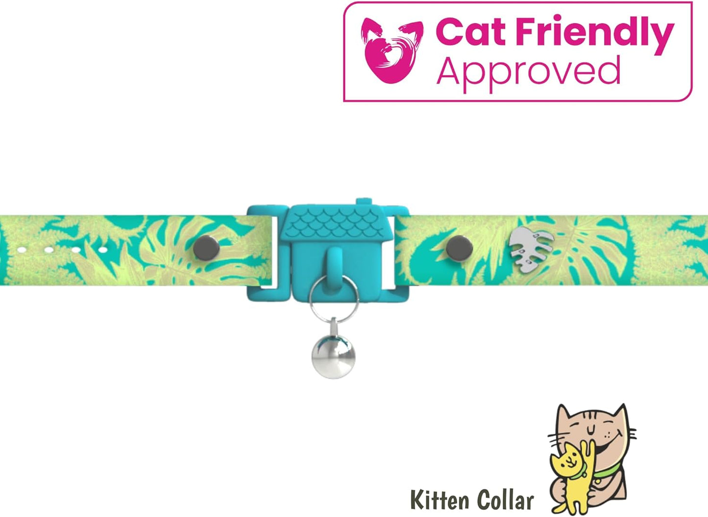 Kittyrama Botanicals Jungle Kitten Collar. Award Winning. Hypoallergenic, Quick Release Breakaway, Comfy & Soft. Vet Approved. Other Styles Available