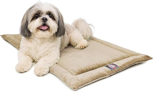Majestic Pet Orthopedic Memory Foam Dog Crate Mat - Plush Pet Bed Pad for Crates & Kennels | USA Crafted | 24"x18" Villa Pearl