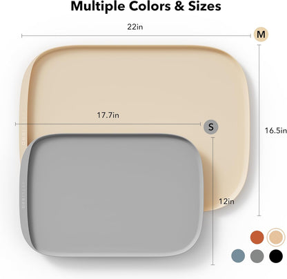 PETLIBRO Pet Food Mat for Cat & Dog, Waterproof Non-Slip Silicone Cat Food Mat for Feeder & Fountain, Dog Food Mat for Bowl & Waterer, Raised Edge Spill Protection Floor, Cove Feeding Mat 17.7"x12"