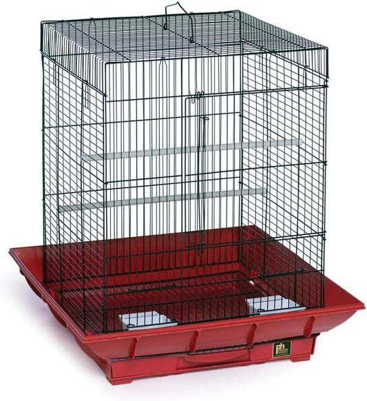 Mountain Majesty Clean Life Bird Cage with Spacious Interior, Durable Build, Easy-to-Clean Features, and Secure Design for Birds' Comfort Red