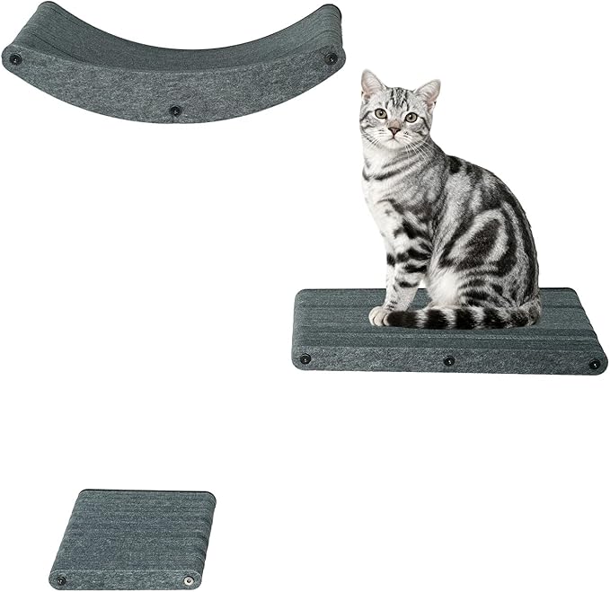 Cat Wall Shelves Stable Wall-Mounted Cats Shelves and Perches - 3-in-1 Cat Playground Furniture Set for Climbing Resting - Suitable for Small to Large Indoor Cats (Black)