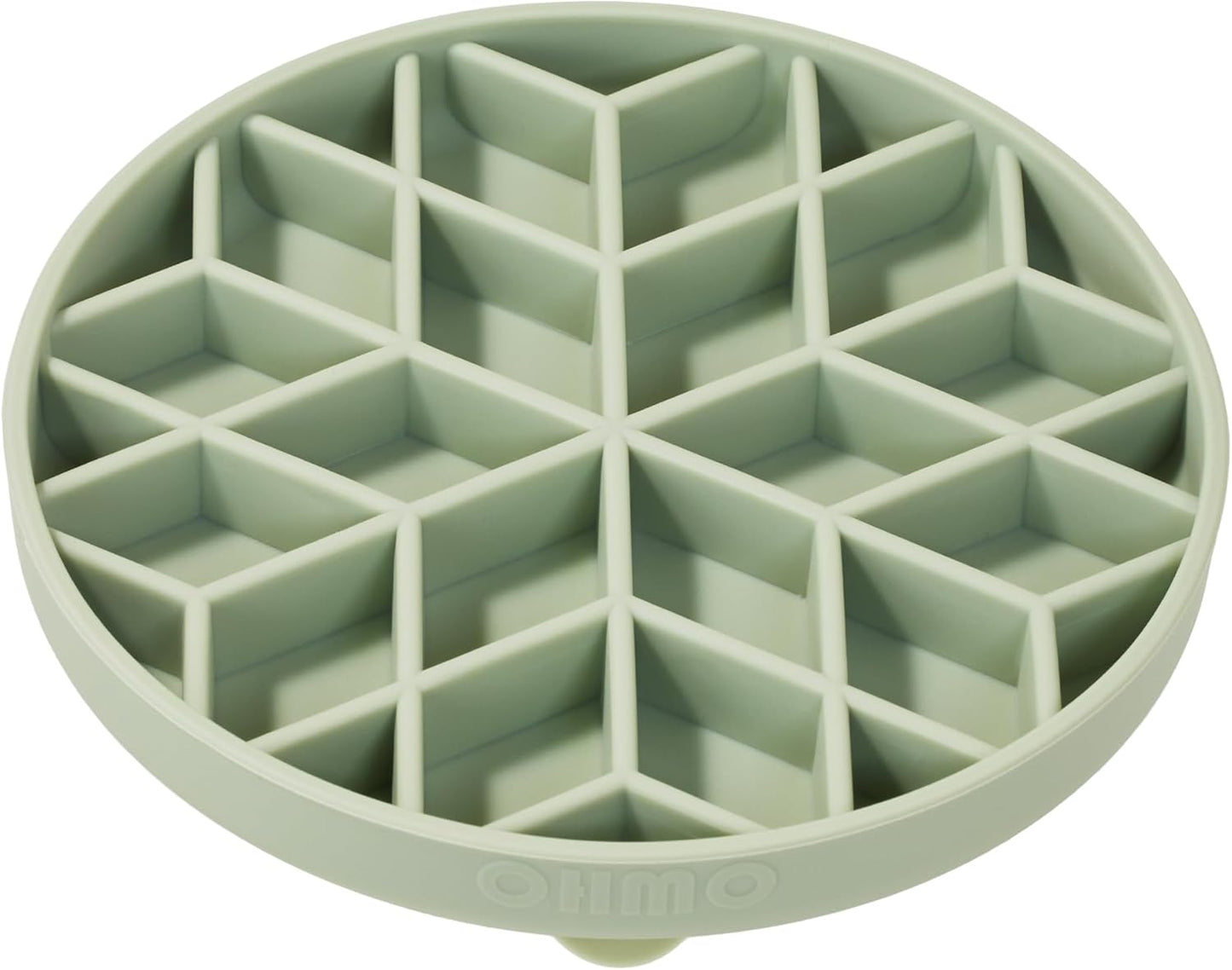 OHMO Slow Feeder Dog& Cat Bowl, Silicone Puppy Cat Food Bowl with Anti-Slip Suction Cup Slow Down Small Dogs Eating, Anti Choking (S-Diamond,Sage Green)