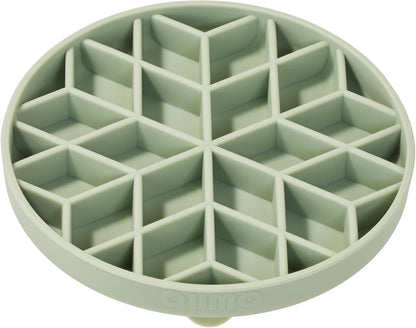 OHMO Slow Feeder Dog& Cat Bowl, Silicone Puppy Cat Food Bowl with Anti-Slip Suction Cup Slow Down Small Dogs Eating, Anti Choking (S-Diamond,Sage Green)