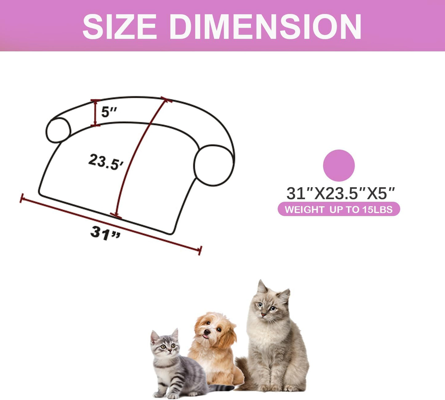 Tinaco Luxurious Calming Dogs/Cats Bed Mats, Dog Pad Washable Removable Couch Cover, Plush Long Fur Mat for Pets, Waterproof Lining, Perfect for Small, Medium and Large Dogs and Cats (Pink, 31"x23")