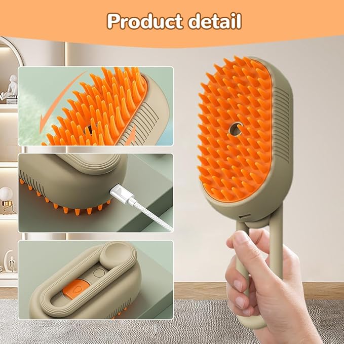 2025 New Pet Steam Groomer Brush, 3 in 1 Cat Steam Brush for Massaging and Cleaning Shedding Hair, Upgrade Pet Steam Groomer Comb Multifunctional Hair Removal Comb for Cats Dogs (White)