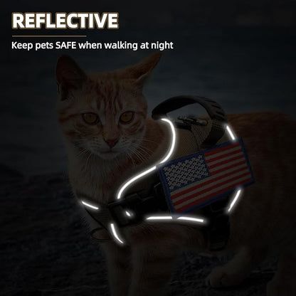PUPTECK Tactical Cat Harness and Leash Set Escape Proof, Adjustable Reflective Kitten Jacket Easy Control, Pet Vest Harness for Cats Small Dogs Puppies Walking and Travel