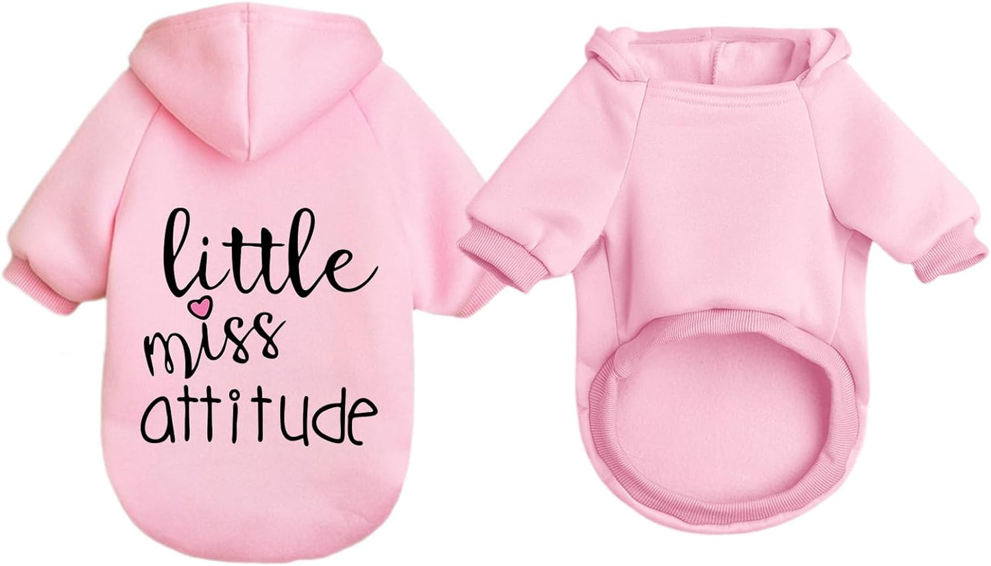 Cat Hoodies for Cats Puppy Pet Clothes Cat Apparel Little Miss Attitude Print Dog Hoodie for Small Medium Dogs Outfits for Kittens(Pink,2XL)