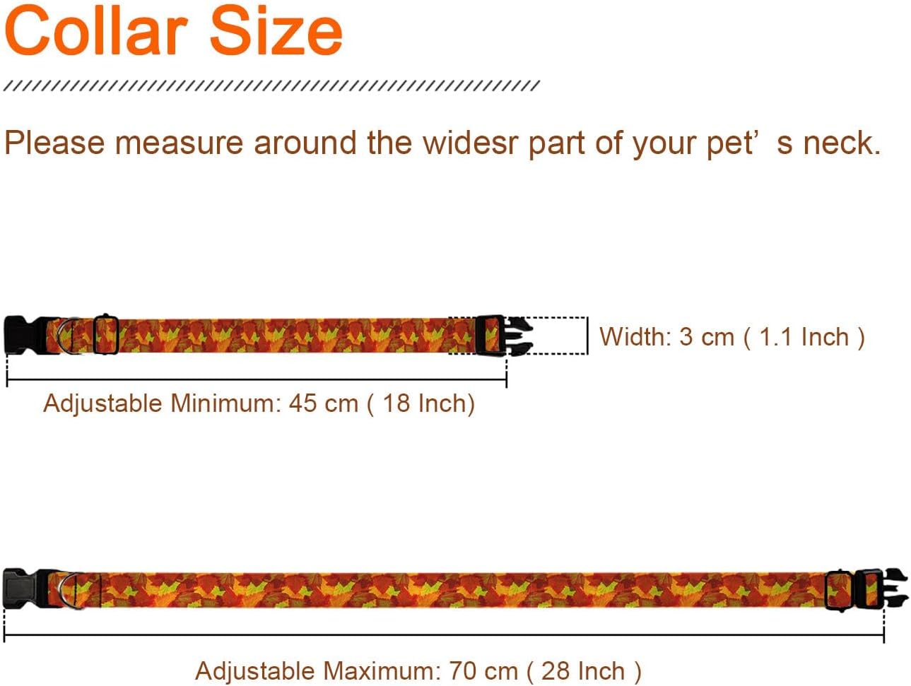Fall Red Orange Maple Leaf Autumn Pet Collar Cat Dog Neck Strap Quick Release Buckle Adjustable Female Male Puppy Corgi