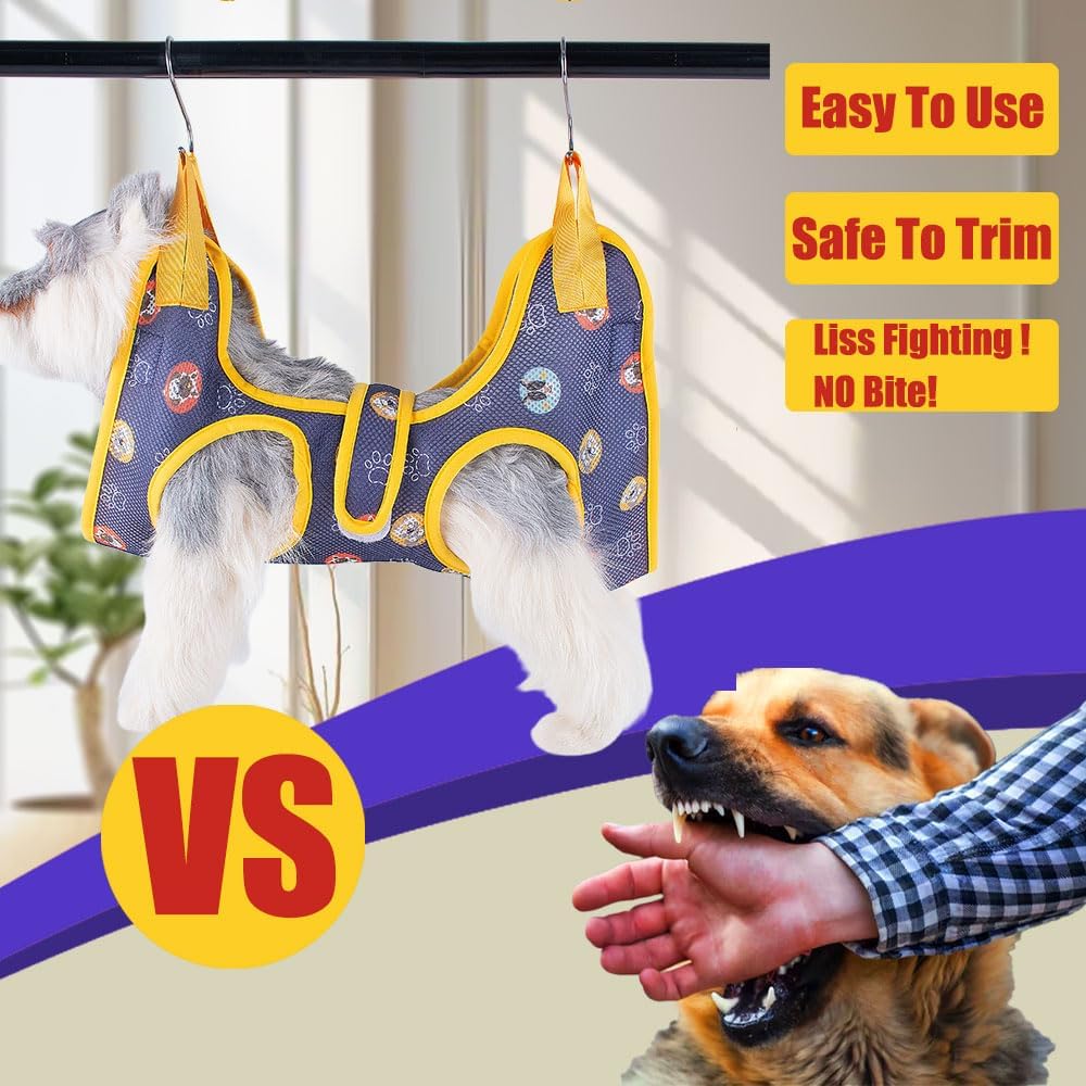 AIO Cat & Dog Restraint Sling for Nail Trimming Foldable Dog Grooming Supet Relaxation Hammock Harness for Pet Grooming S Pink