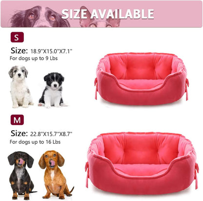 pawstrip Cute Princess Dog Bed Pink Puppy Bed for Small Dogs Breathable Cat Couch Bowknot Pet Cushion Comfortable Kitten Nest Girl Doggy Sofa, Waterproof Bottom (Fuchsia)