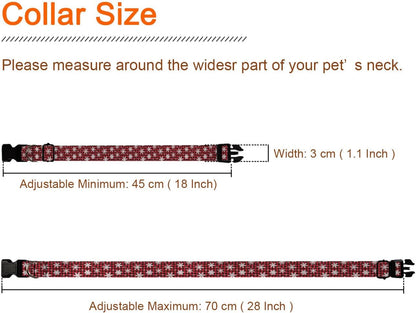 Winter Snowflake Christmas Red Black Plaid Gingham Dog Collar Cat Big Neck Collars Soft for Small Extra Large Heavy Duty Pet Dogs